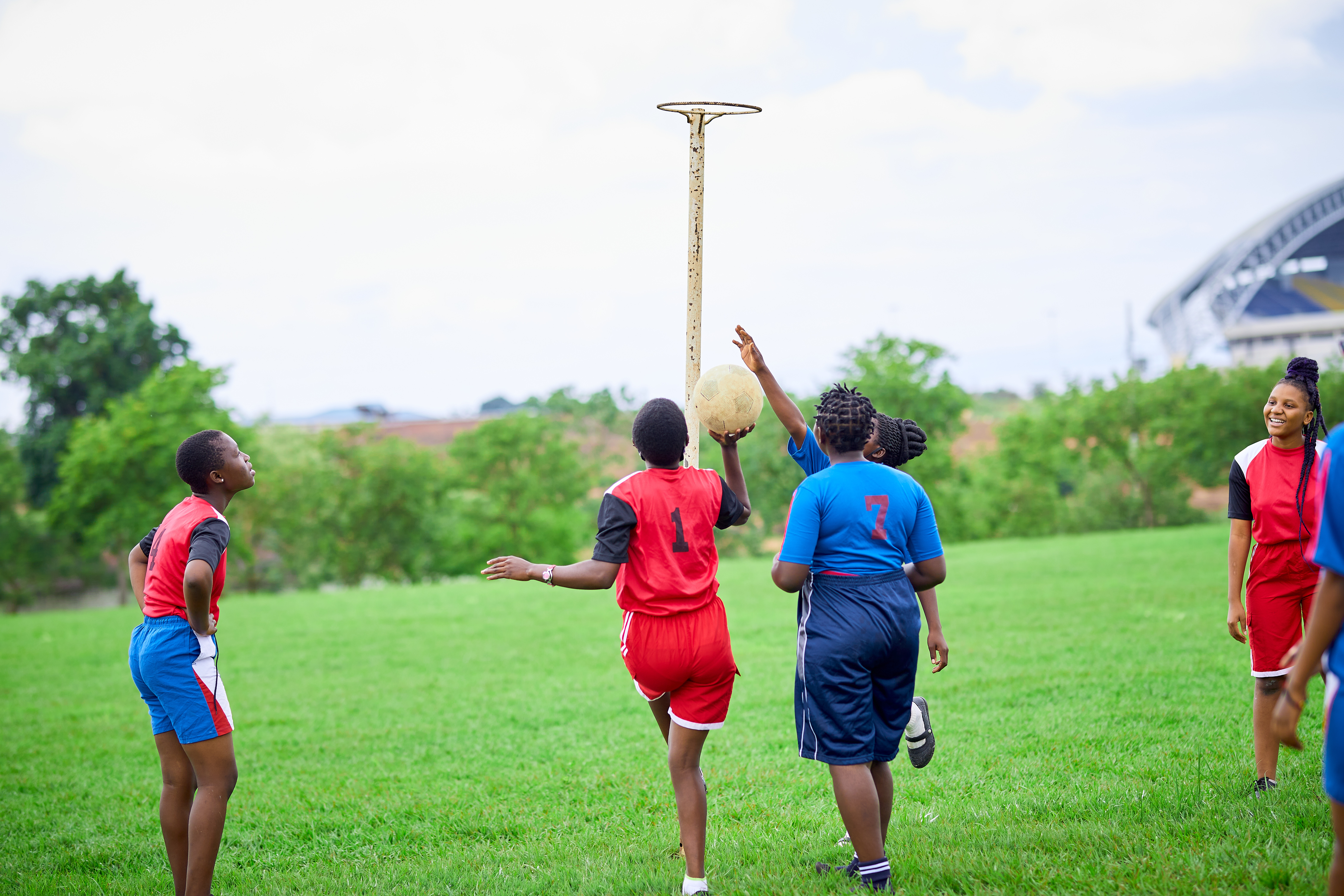 Students playing netball